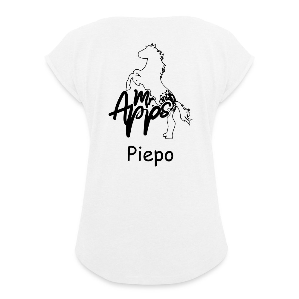 Mr.Apps Piepo - Frauen T-Shirt mit gerollten Ärmeln - weiß