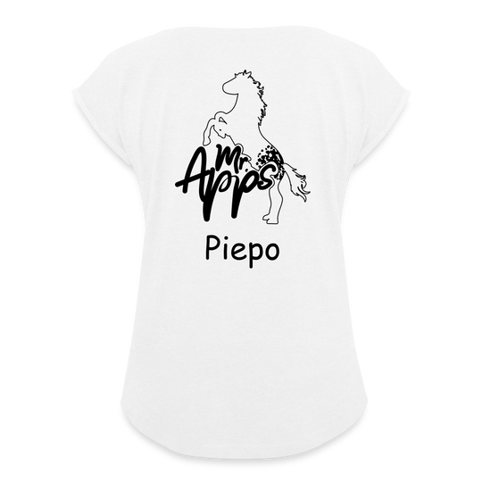 Mr.Apps Piepo - Frauen T-Shirt mit gerollten Ärmeln - weiß