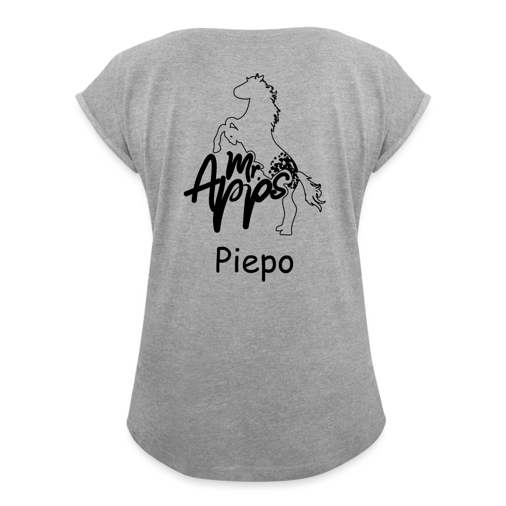 Mr.Apps Piepo - Frauen T-Shirt mit gerollten Ärmeln - Grau meliert