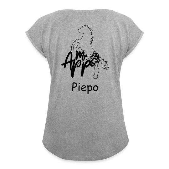 Mr.Apps Piepo - Frauen T-Shirt mit gerollten Ärmeln - Grau meliert