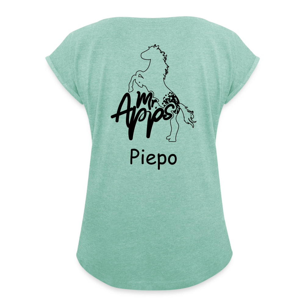 Mr.Apps Piepo - Frauen T-Shirt mit gerollten Ärmeln - Minze meliert