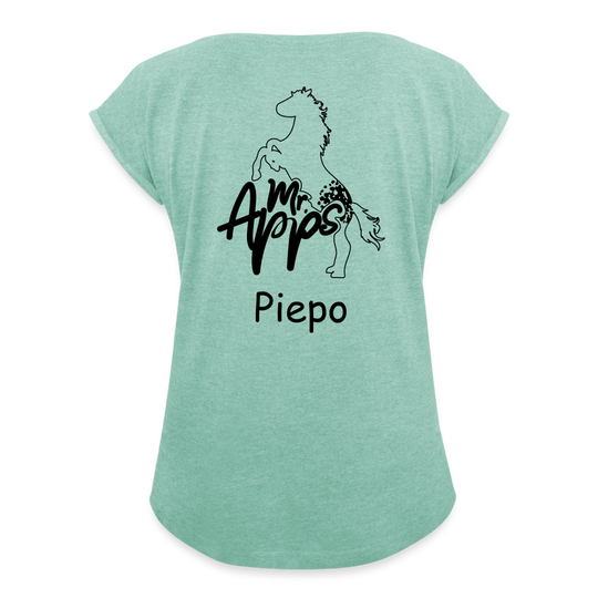 Mr.Apps Piepo - Frauen T-Shirt mit gerollten Ärmeln - Minze meliert