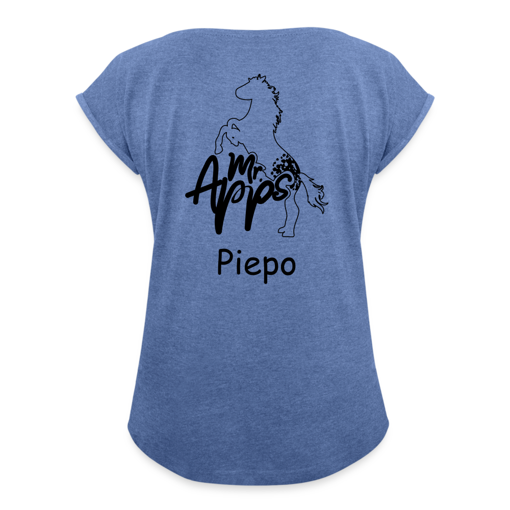 Mr.Apps Piepo - Frauen T-Shirt mit gerollten Ärmeln - Denim meliert