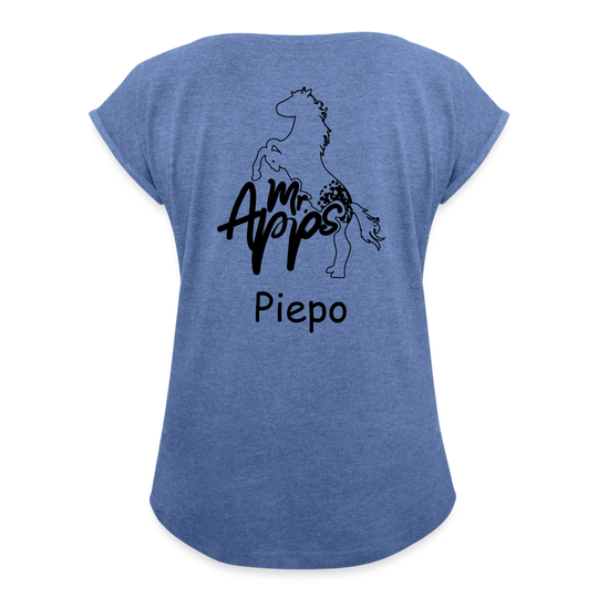 Mr.Apps Piepo - Frauen T-Shirt mit gerollten Ärmeln - Denim meliert