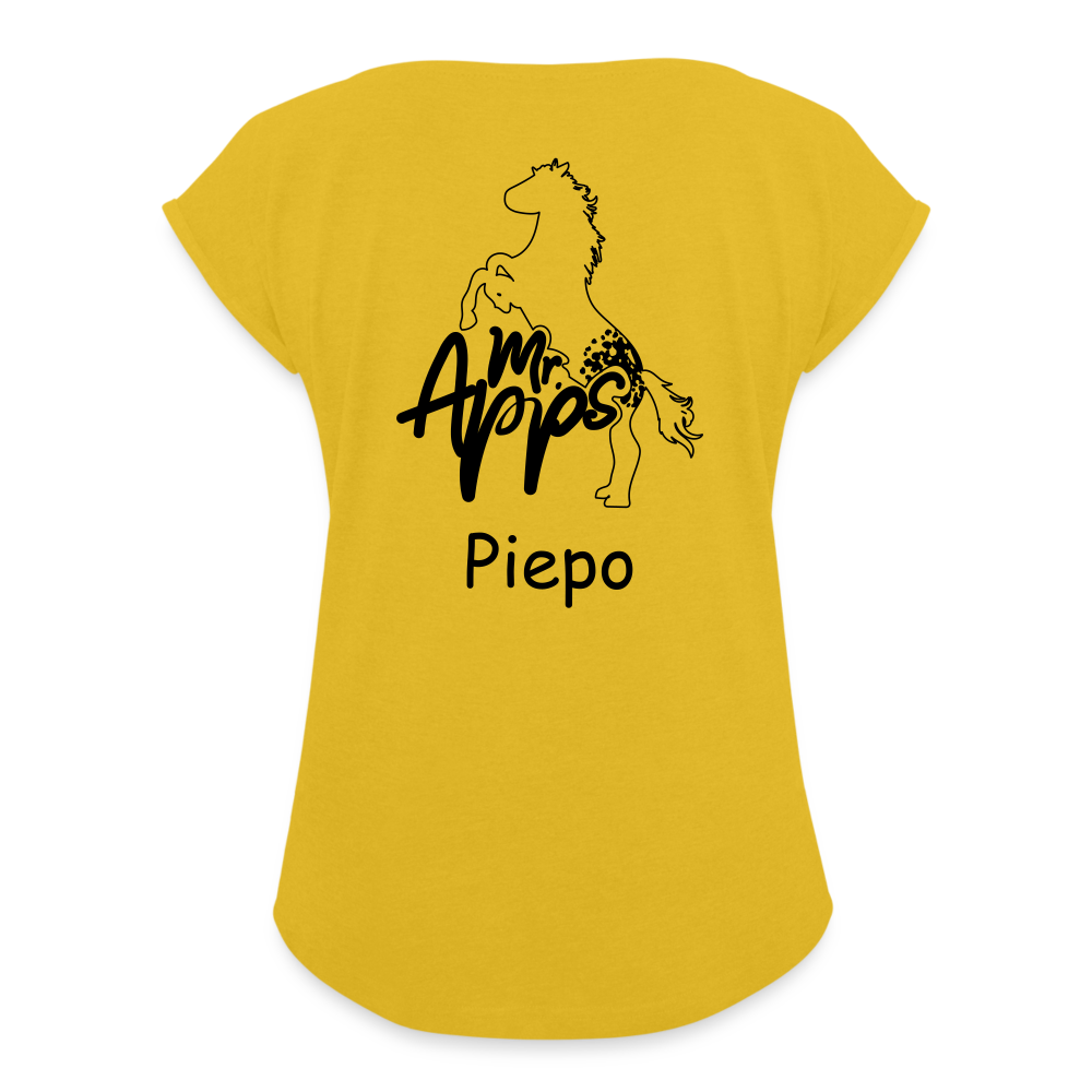 Mr.Apps Piepo - Frauen T-Shirt mit gerollten Ärmeln - Senfgelb