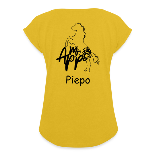 Mr.Apps Piepo - Frauen T-Shirt mit gerollten Ärmeln - Senfgelb