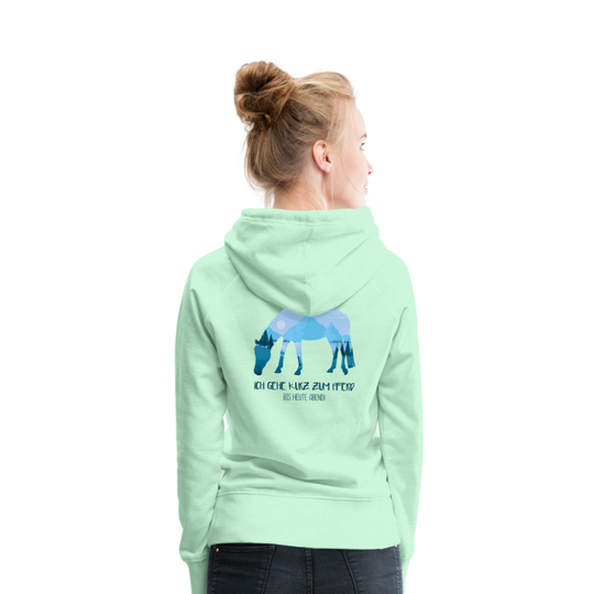 Frauen Premium Hoodie - Pferd Natur - helles Mintgrün